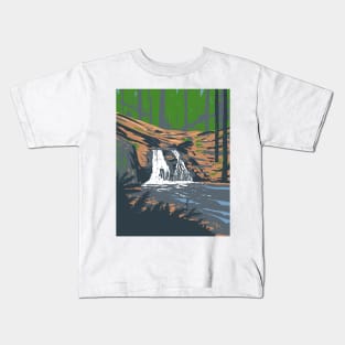 Rustic Falls on Cascade Creek in Moran State Park Washington State WPA Poster Art Kids T-Shirt